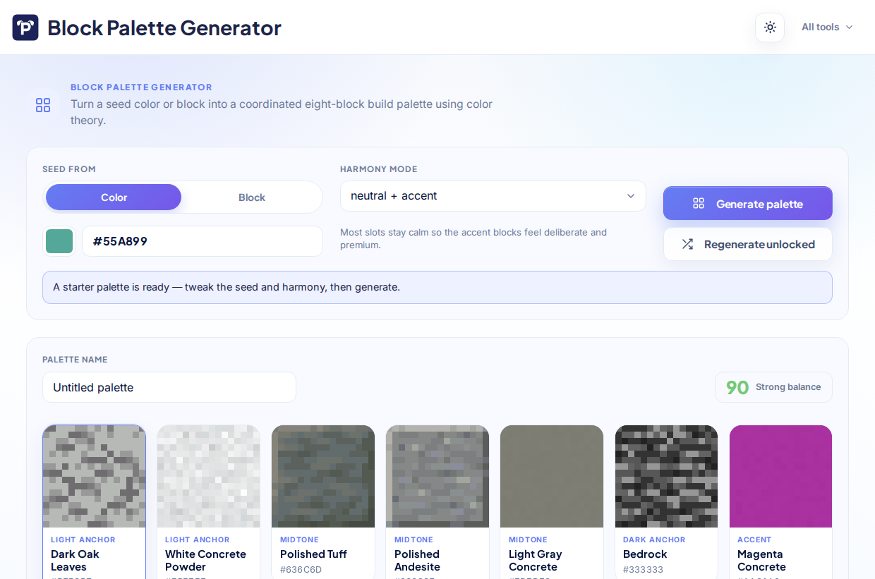 Block Palette Generator screenshot