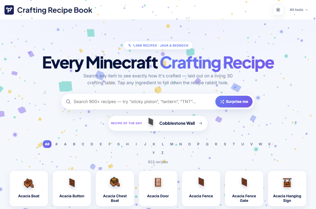 Crafting Recipe Book screenshot